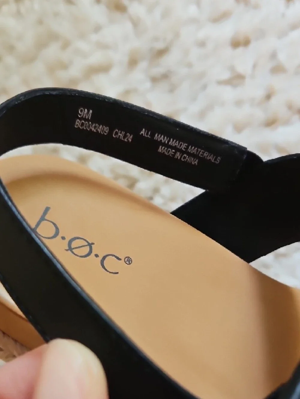 boc Black Two-Strap Platform Espadrille Sandals